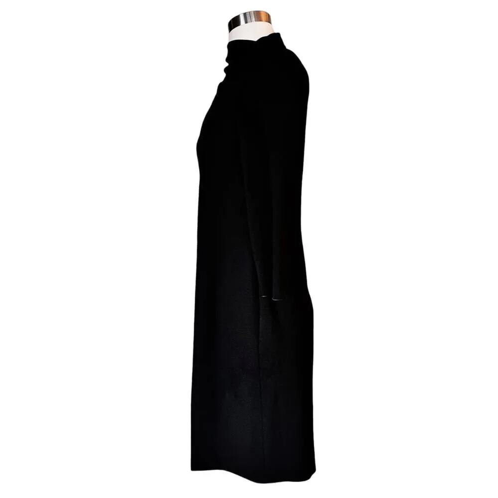 GIORGIO ARMANI Black Jersey Dress High Neck 3/4 Sleeves IT 44 Italy Medium 8 EUC - Image 5