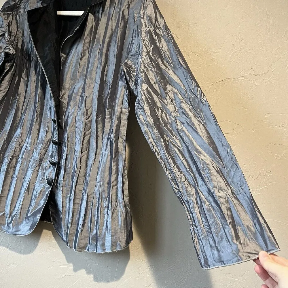 Silver Jacket accordion pleat New Years‎ holiday Christmas Party disco retro - Image 5