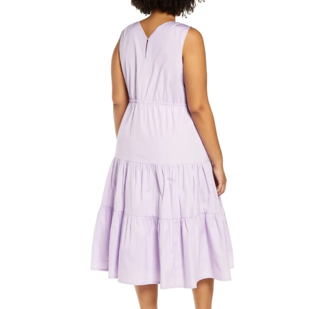 Halogen Sleeveless Tiered Poplin Dress Purple Bloom Lavender Size M New with Tag - Image 4