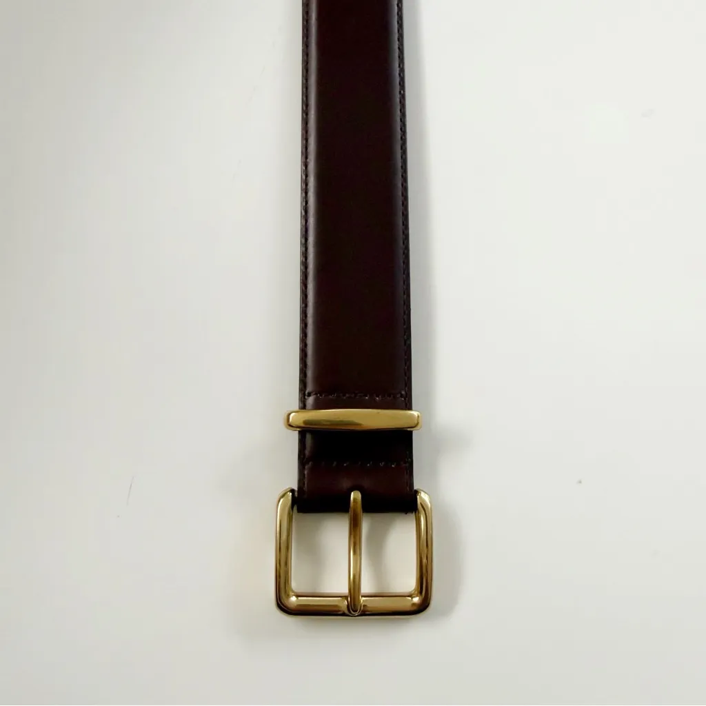Aritzia Brown Leather Solid Brass Belt Medium - Image 2
