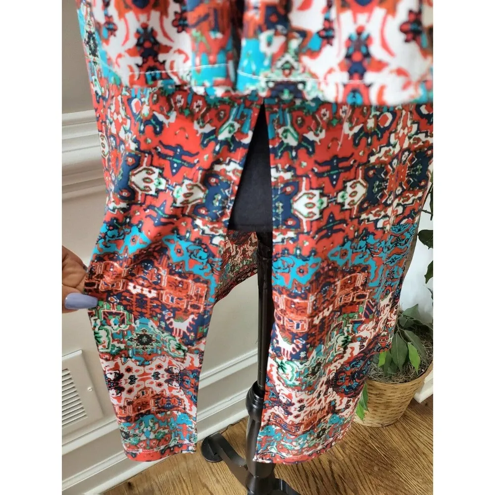 London Style Women's Multicolor Round Neck Long Sleeve Knee Length Dress Size 4 - Image 5