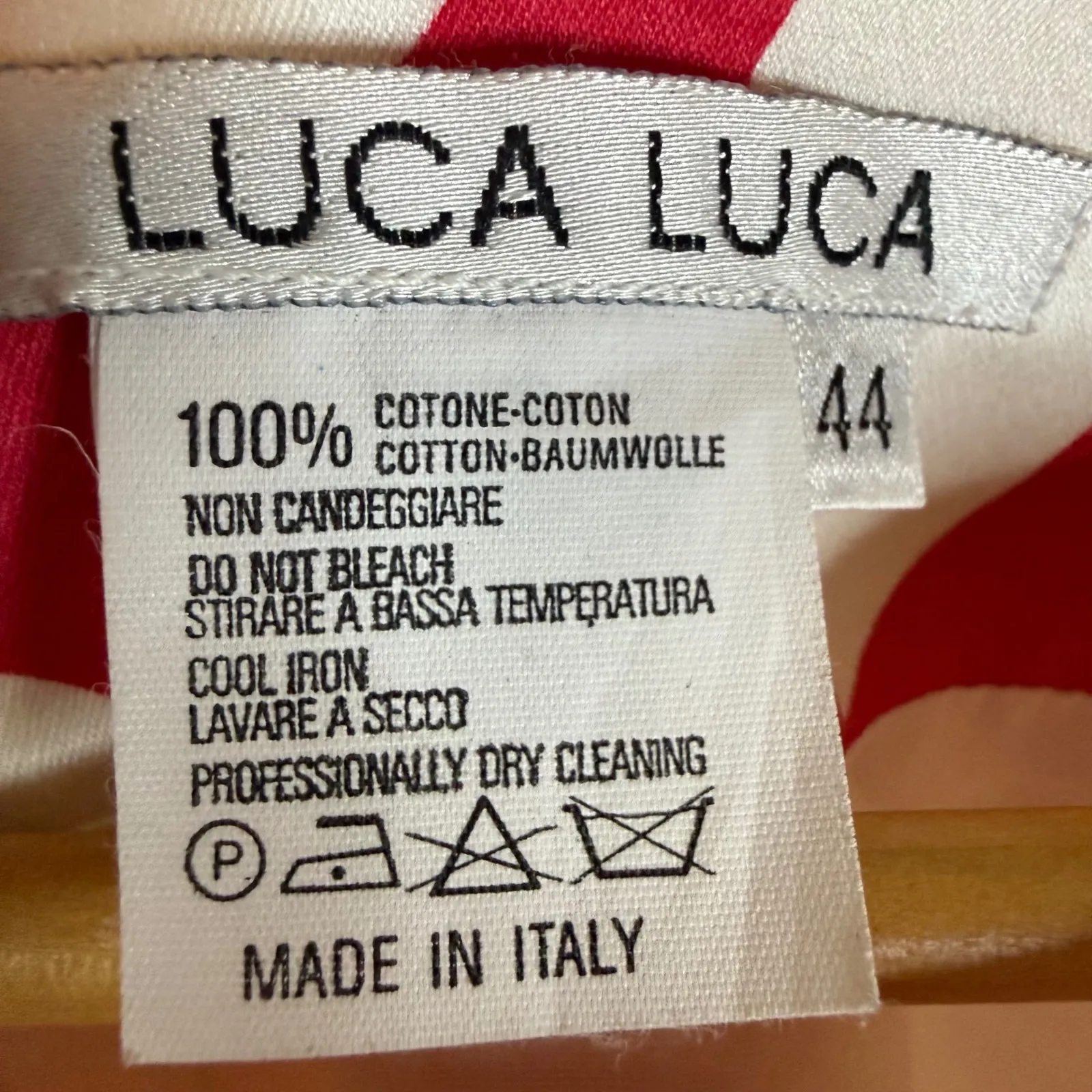 Luca Luca‎ Dress Size 10 Red and White Floral Cotton Sheath Made in Italy - Image 3