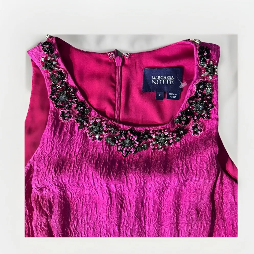 Marchesa Notte Jeweled‎ Collar Gown Silk Blend Runway 2016 Glam Designer Pink 2 - Image 9