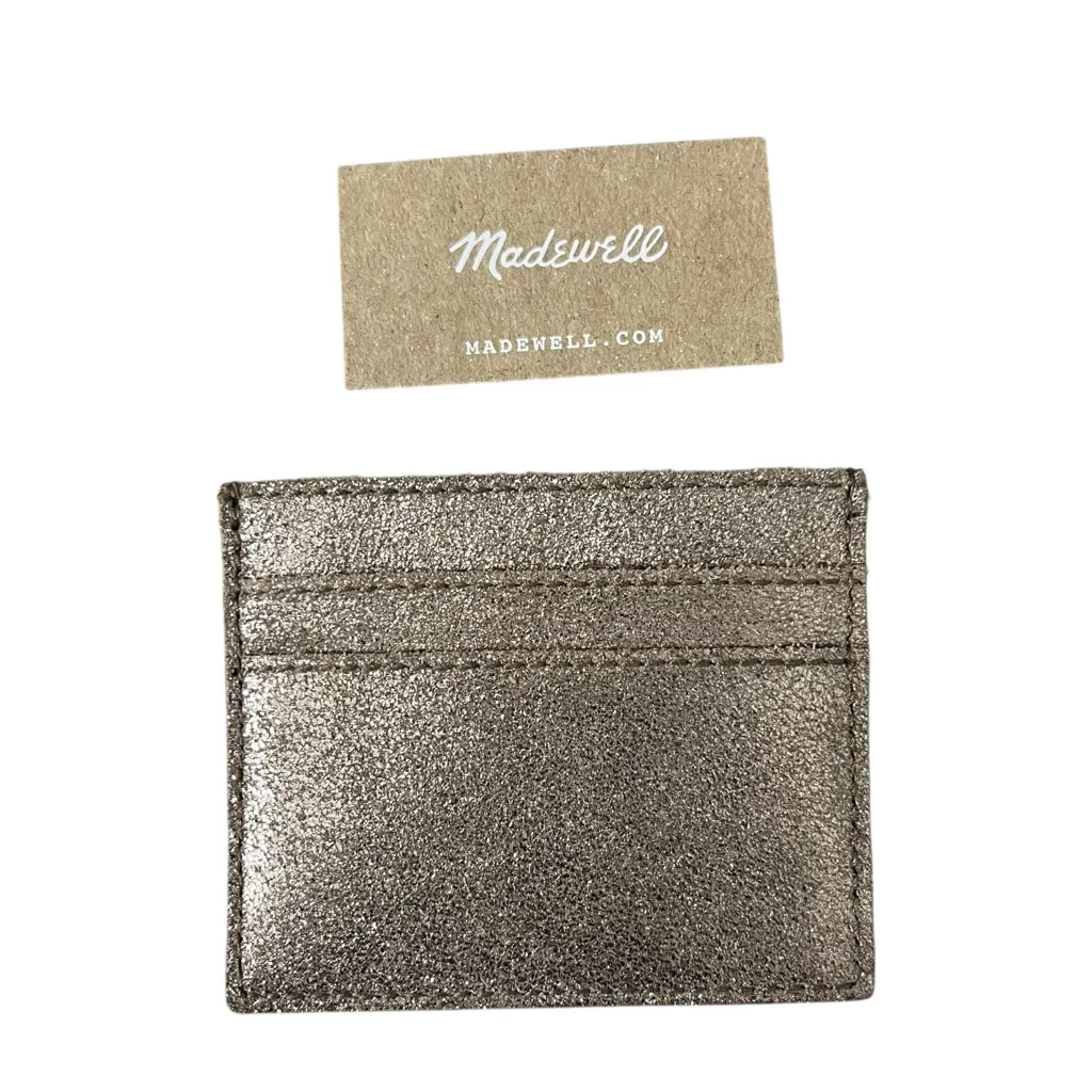 Madewell Metallic Gold Leather Card Case Metallic Sand Sustainable Wallet - Image 3