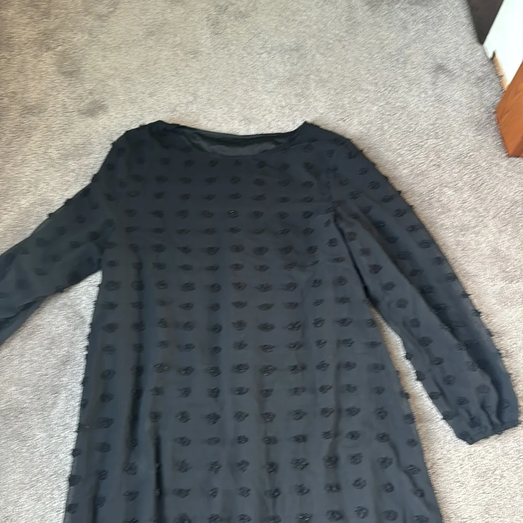 Chiffon Dotted Black Dress SIZE M Size M - Image 2