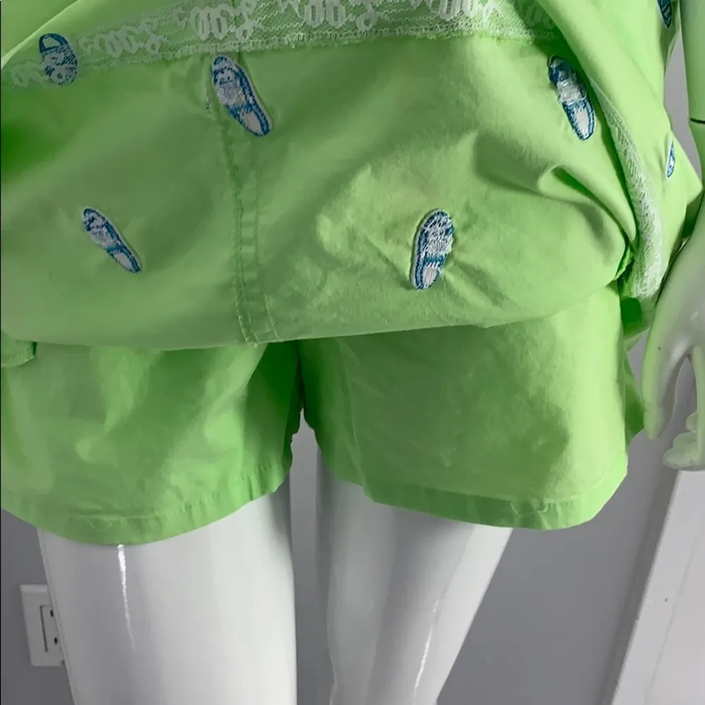 Lilly Pulitzer line green Embroidered Skort with slipper shoes - Image 2