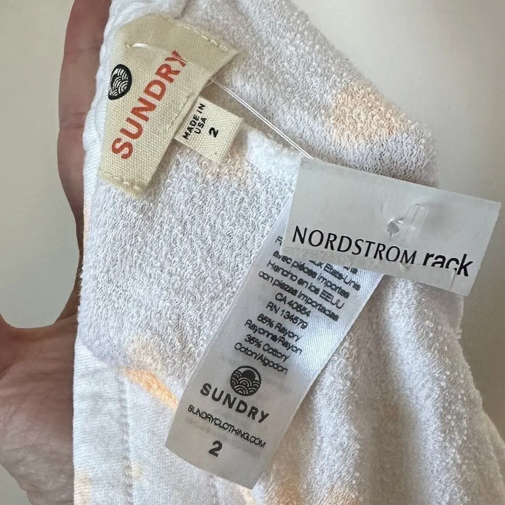 NWT Sundry Drawstring Waist Terry Sweat Shorts White Orange Cream Tie Dye - 2(M) - Image 5