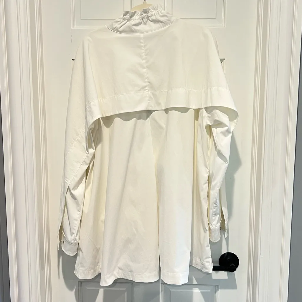 Athleta Advantage Poplin Top White XL Quarter Zip Stand Collar Tunic Pullover - Image 7