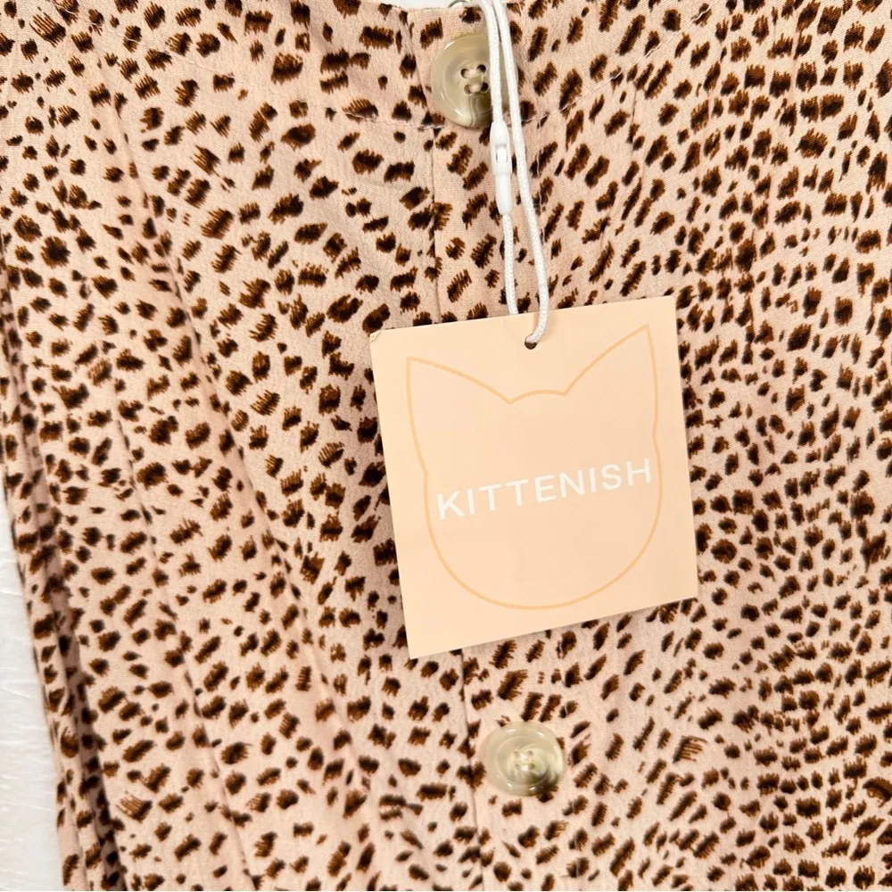 Kittenish Brown Animal Print Coverall Romper Womens XL Beachy Summer Casual - Image 4