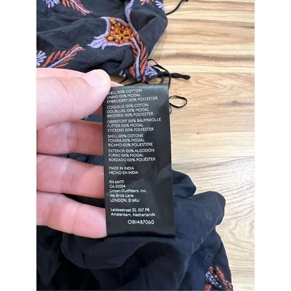 Free People NWOT Sardinia Sun Mini Dress in Black Combo Embroidered size 6 - Image 8