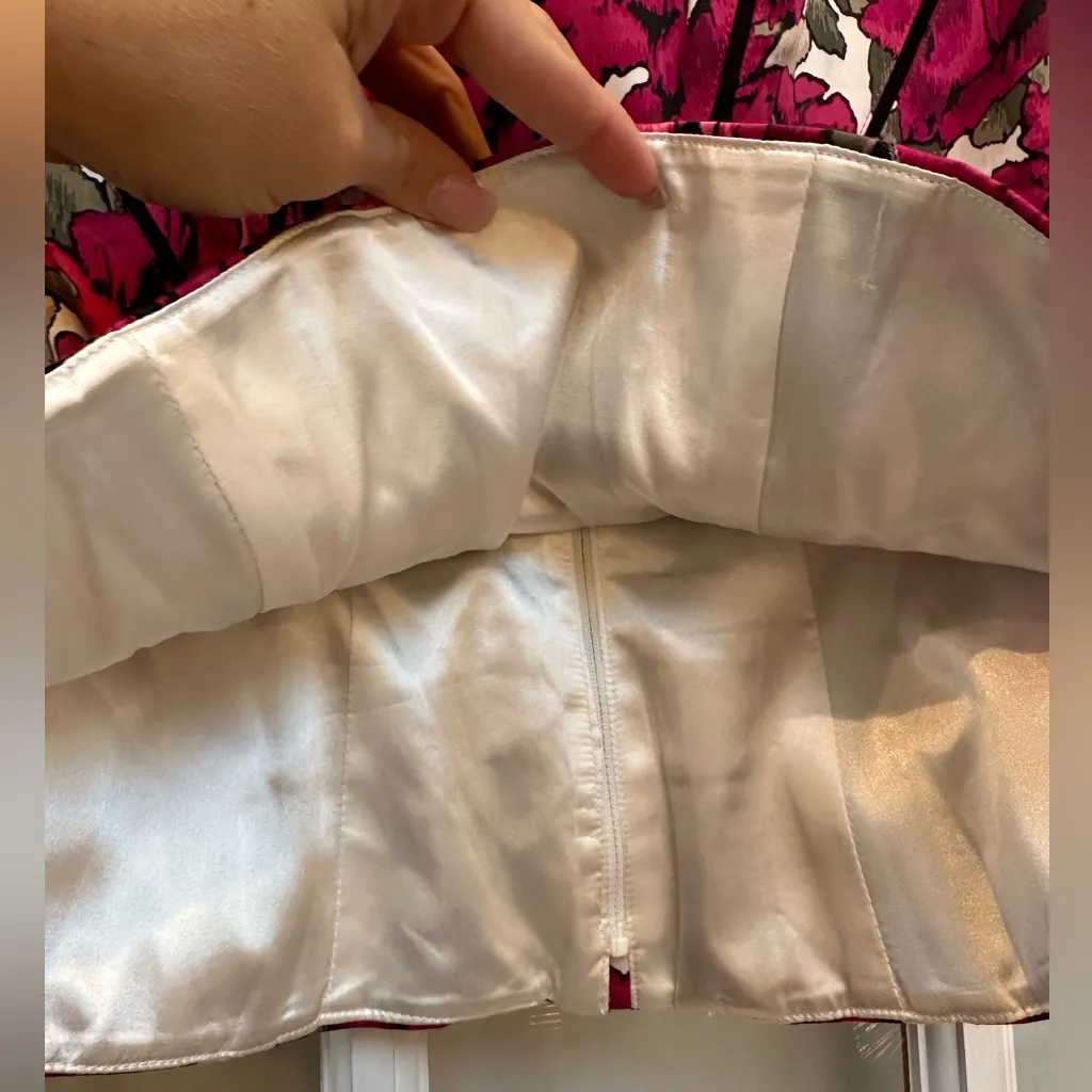 White House Black Market Y2K Chic Floral Fuchsia Ivory Corset Bustier Size 2 XS - Image 9