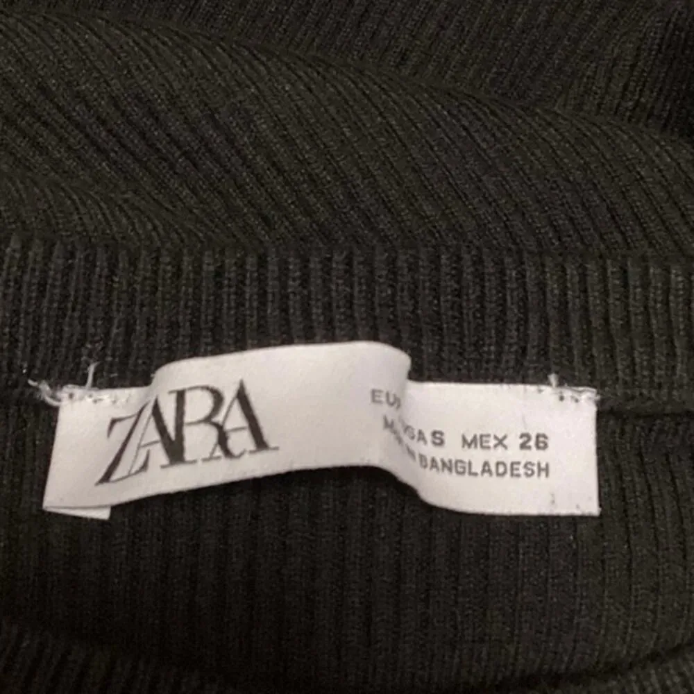 Zara Black Ribbed Knit Sheath Fitted Sleeveless Crew Neck Midi Dress Size S - Image 5