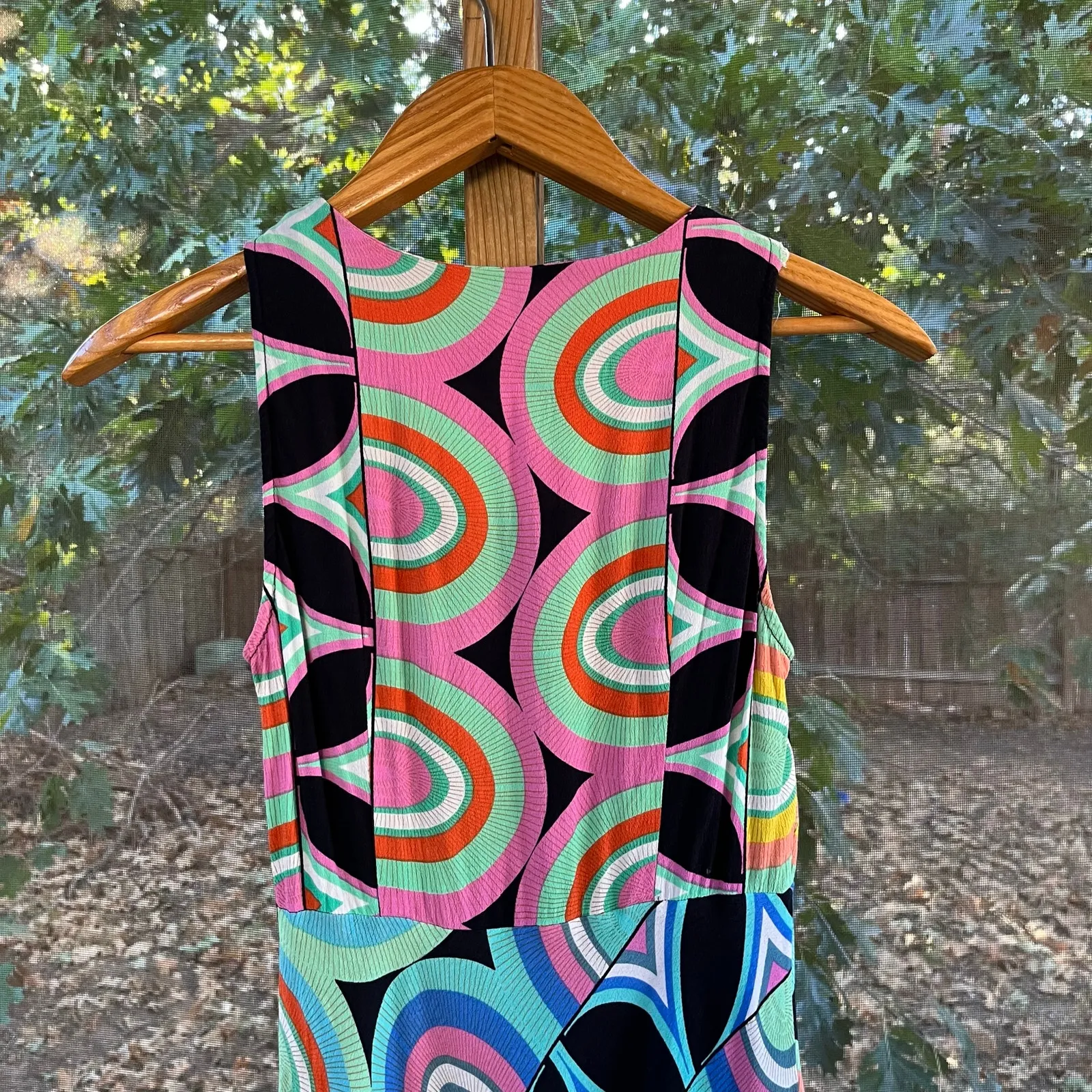 Anthropologie Kenzie Asymmetrical Midi Dress Colorful Geometric Print Size 2 - Image 5