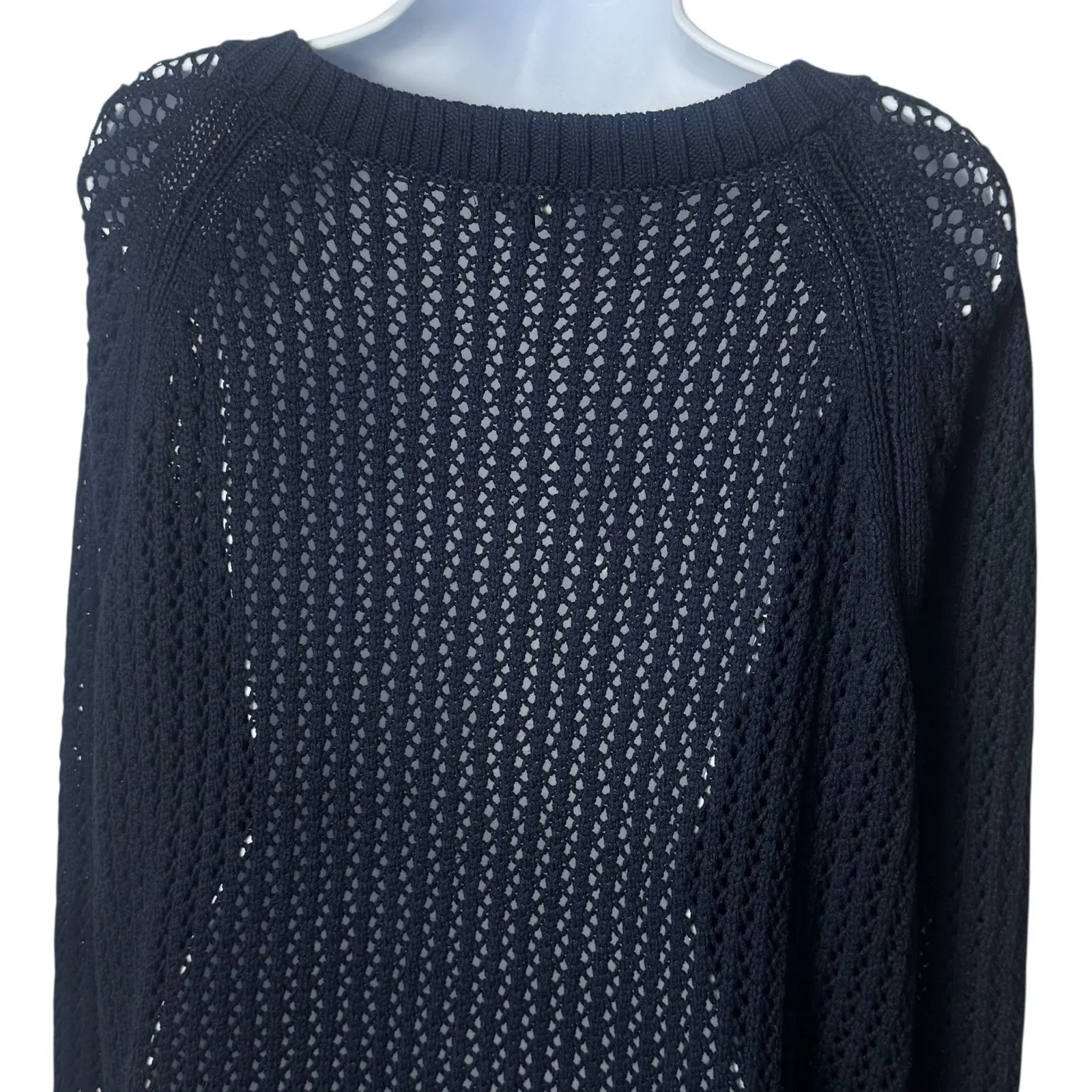 Talbots Navy Open Stitch Sweater Crew Neck Comfort Capsule Coastal Chic 2XP - Image 6