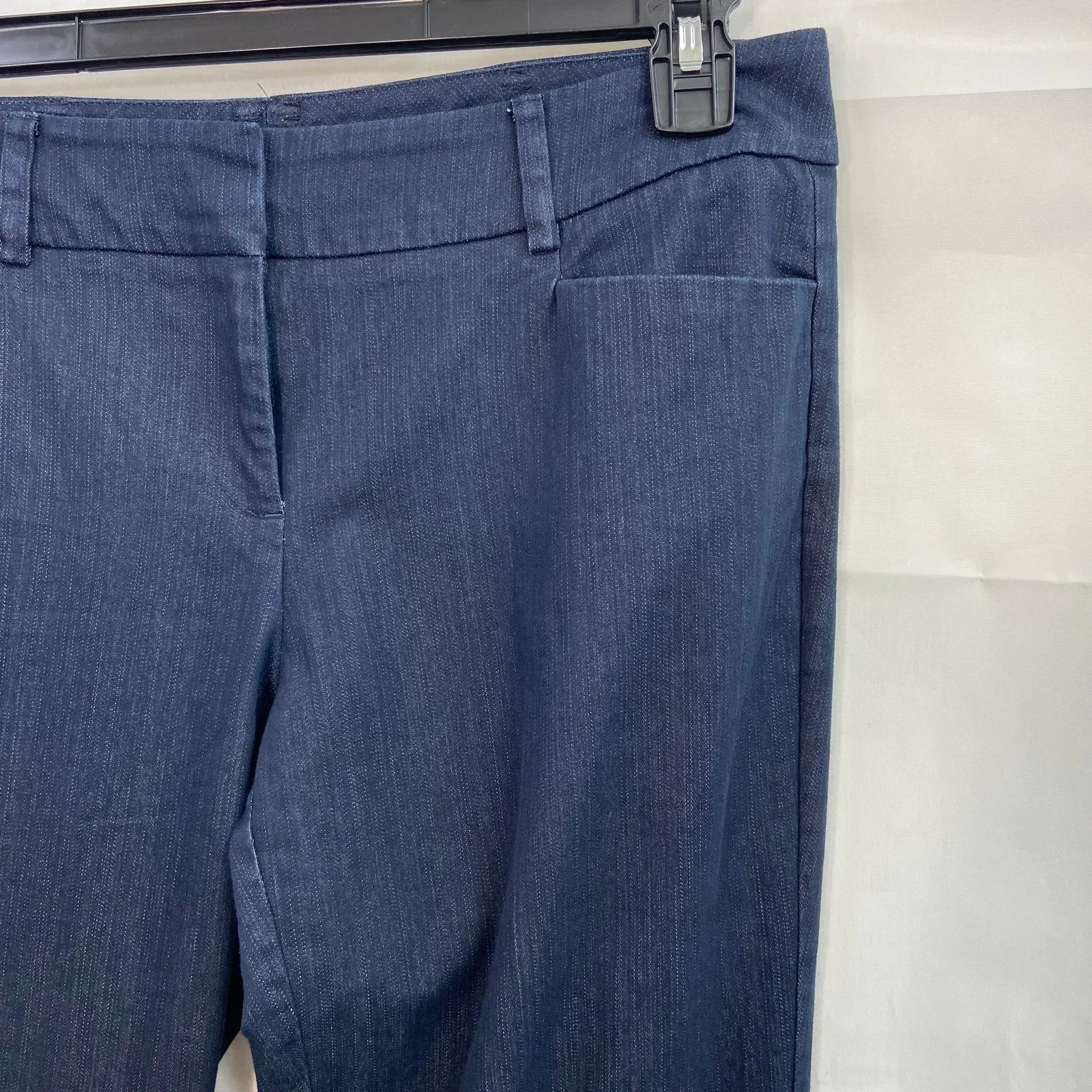 7th Avenue NY&CO Design Studio women's dark blue wide leg stretch cotton jeans Size 6 - Image 2