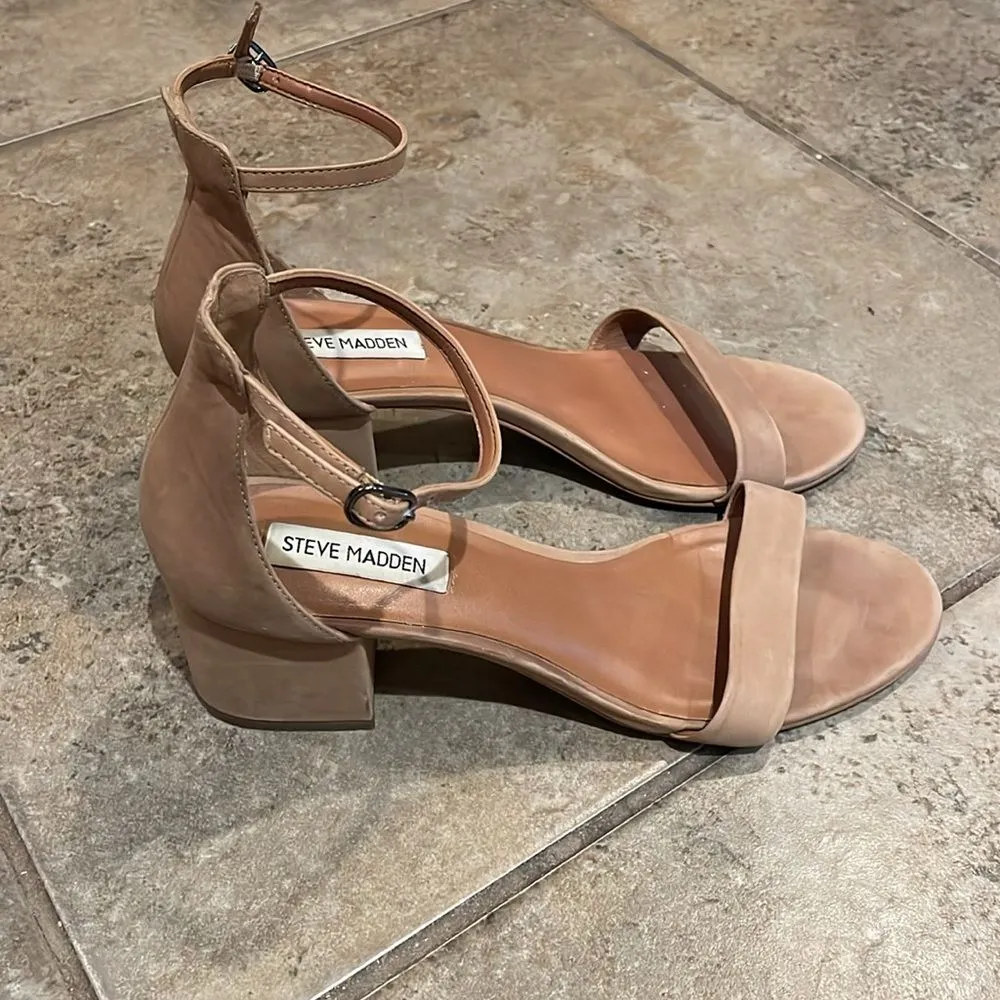 Steve Madden Irenee Tan Leather Heeled Sandal Shoes Womens Size 9 Ankle Strap - Image 4