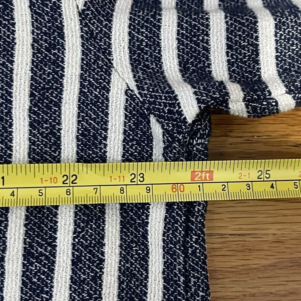 J. CREW Baja Hoodie Pullover Size XL Blue White Striped Woven Boho Chic Beach - Image 7