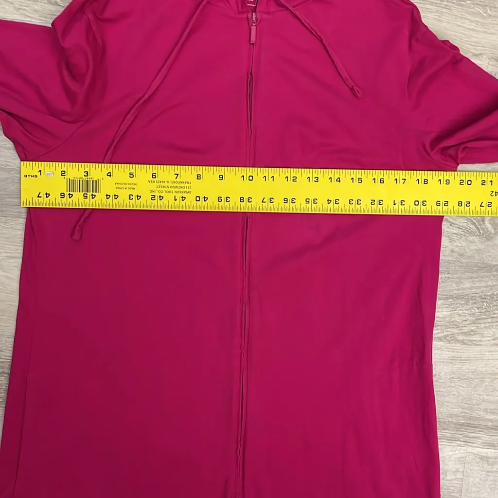 L.L. Bean Hot Pink 3/4 Sleeve Long Zip Front Lightweight Hoodie Size Small - Image 11