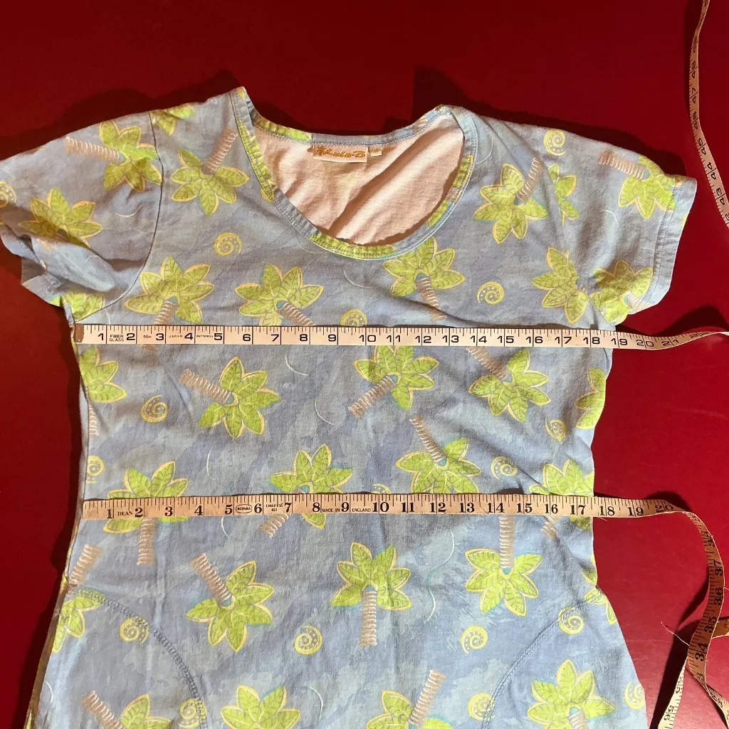 Lulu B Dress Women’s Medium Blue Cotton Palm Tree Print Beach Resort Tropical - Image 3