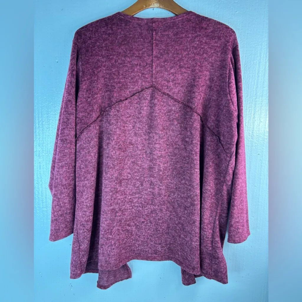 Ava James 1X Reverse Seam Berry Open Cardigan Sweater - Image 6