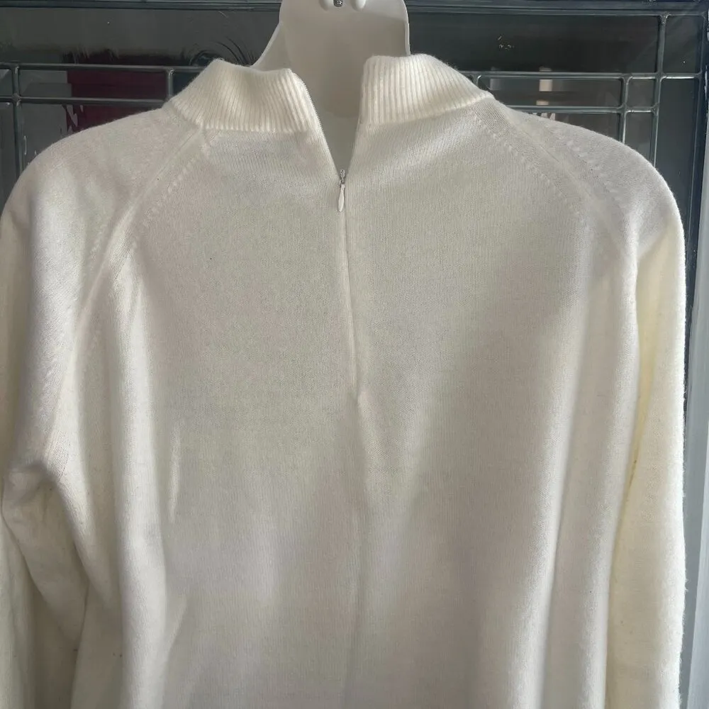 Karen Scott Women's Zip-White Mock-Neck Sweater White Size XL - Image 5