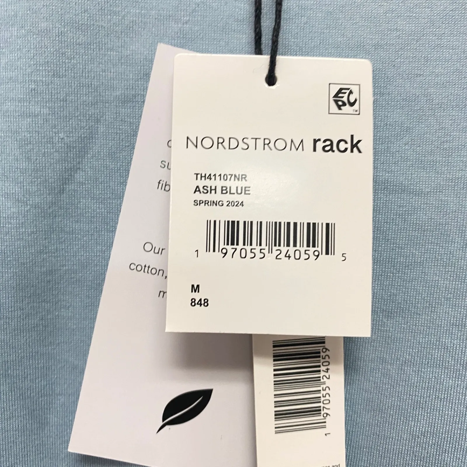 Tahari Ash Blue Eyelet Flutter Sleeve Tee Modal Feminine Top sz M Modern Mature - Image 8