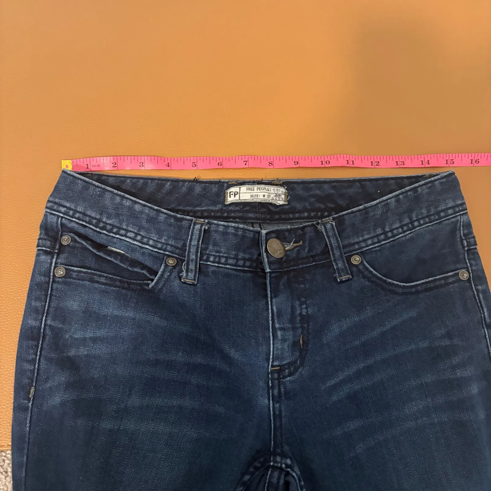 Free People Distressed‎ Ankle Skinny Jeans Ripped Dark Wash Denim W27 - Image 4