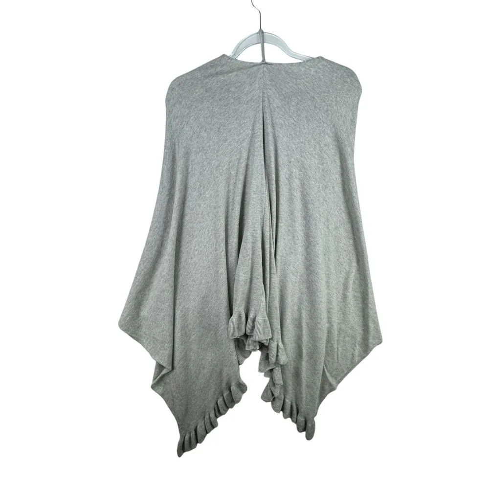 Woolworths Elegant Gray Knit Poncho Ruffle Trim‎ Versatile Wrap Shawl Lagenlook Size L - Image 4