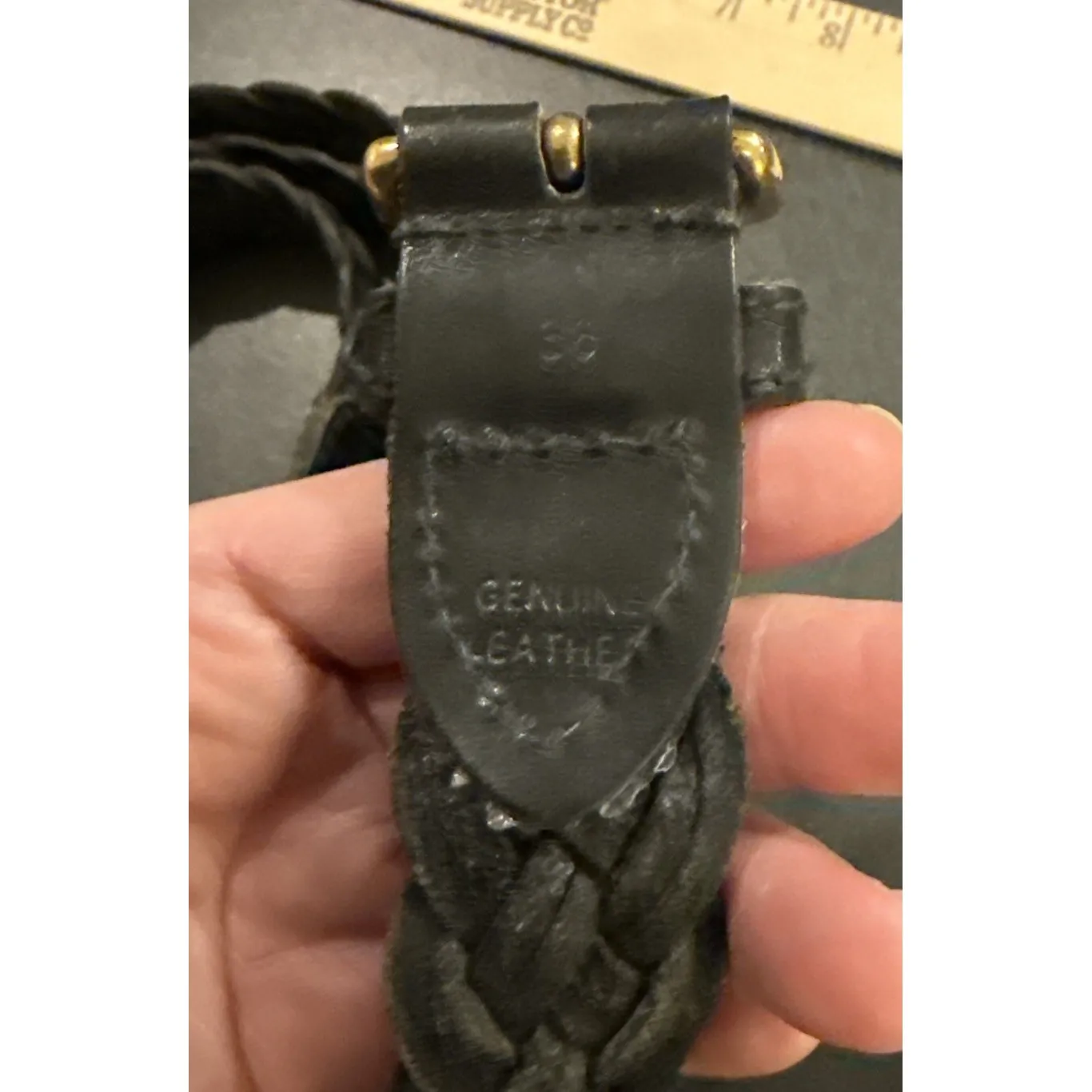 Womens Size 38 Black Brown Braided Woven Genuine Leather Belts Belt Set Of 2 - Image 6