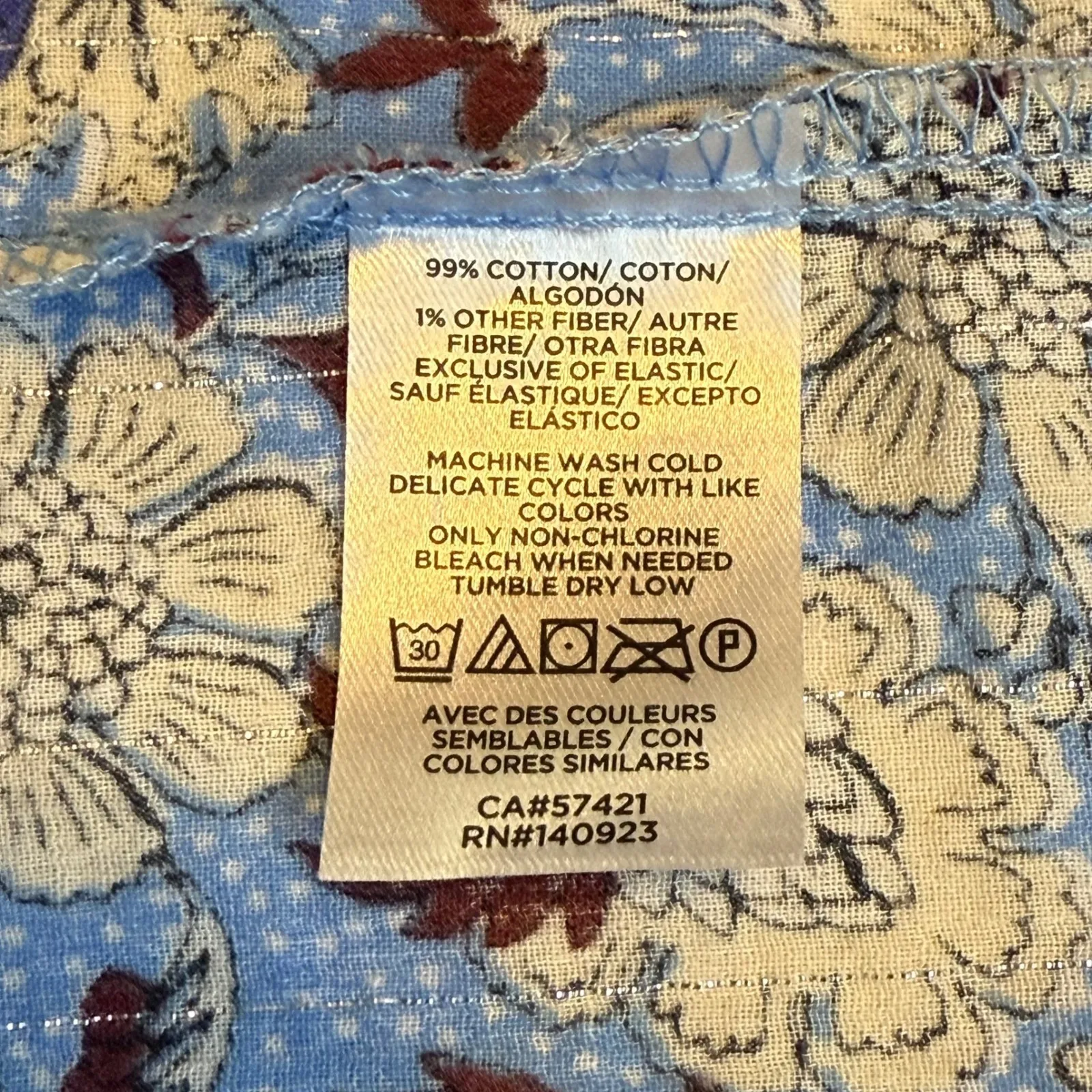 LOFT Petites Blue Floral Ruffle‎ Sleeve Pintuck Blouse Womens Workwear Trendy # - Image 8