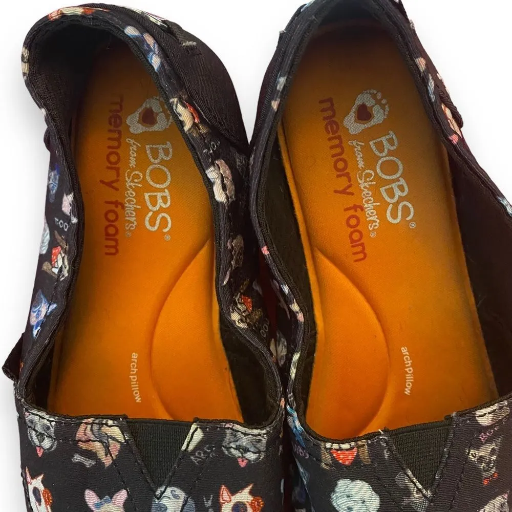 🎈Skechers “Bob’s For Dogs” Nylon Alpargata Memory Foam Loafers Slip On Size 7.5 Black - Image 3
