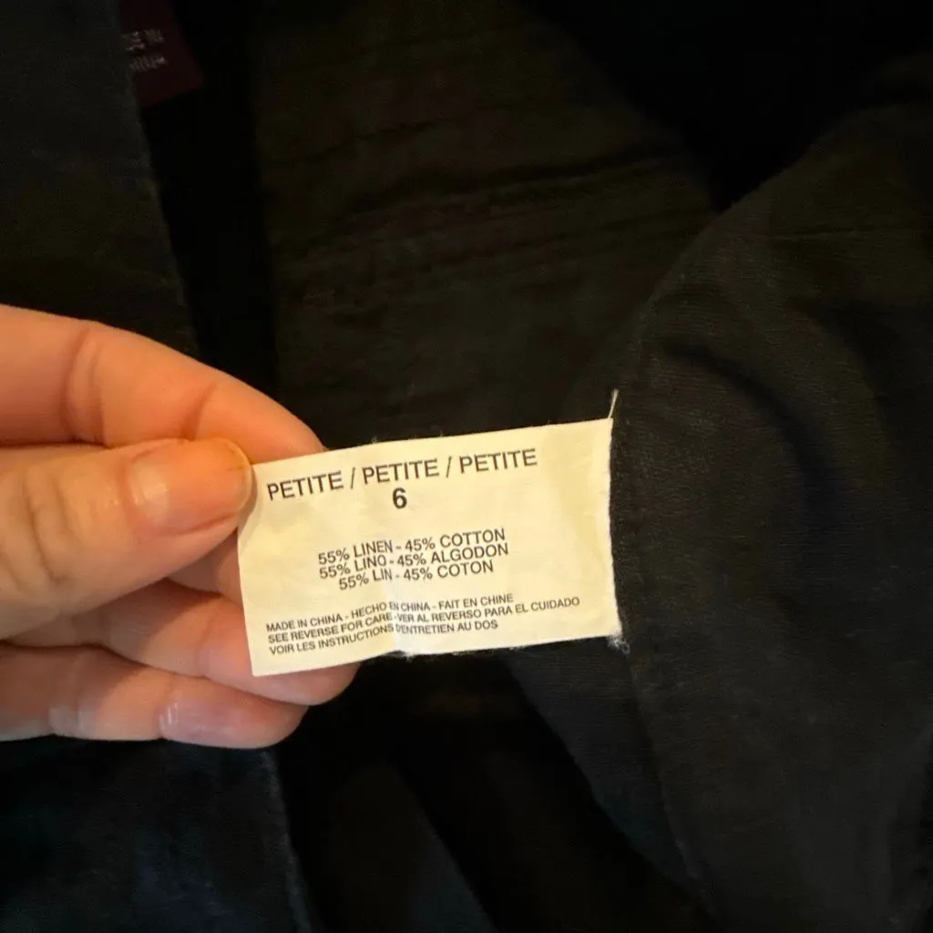 Gloria Vanderbilt black linen blend tie waist crop utility pant 6p - Image 5