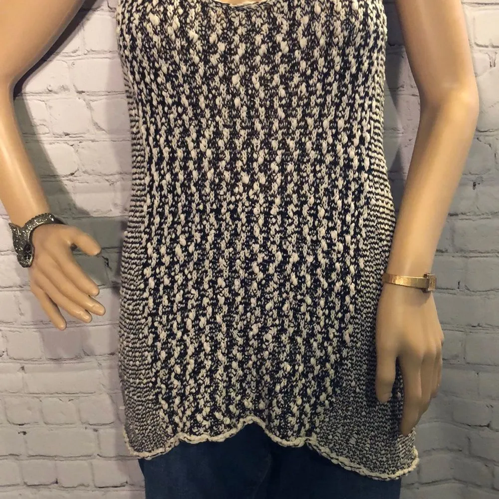 CAbi Black White Tape Yarn Tank Top Tunic Loose Fit Oversized XS - Image 4