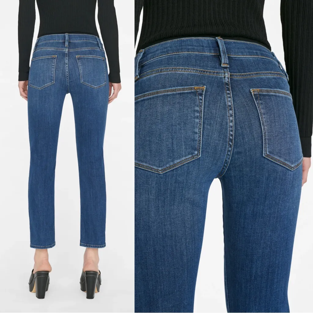 FRAME • Le High Straight jeans slim dark wash Dublin blue tomboy ankle crop - Image 16