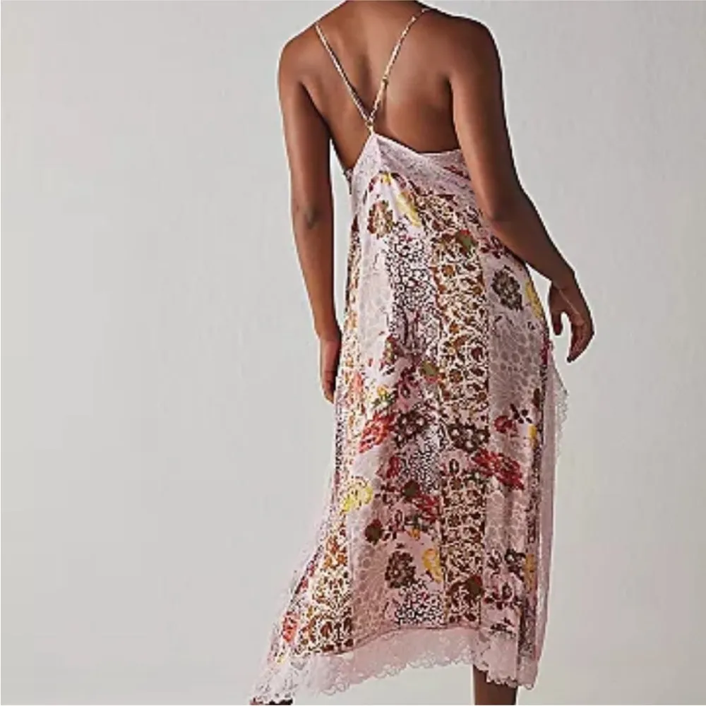 FREE PEOPLE THE RIGHT NOW PINK MIDI SLIP BOHO SATINY DRESS by INTIMATELY M - Image 7