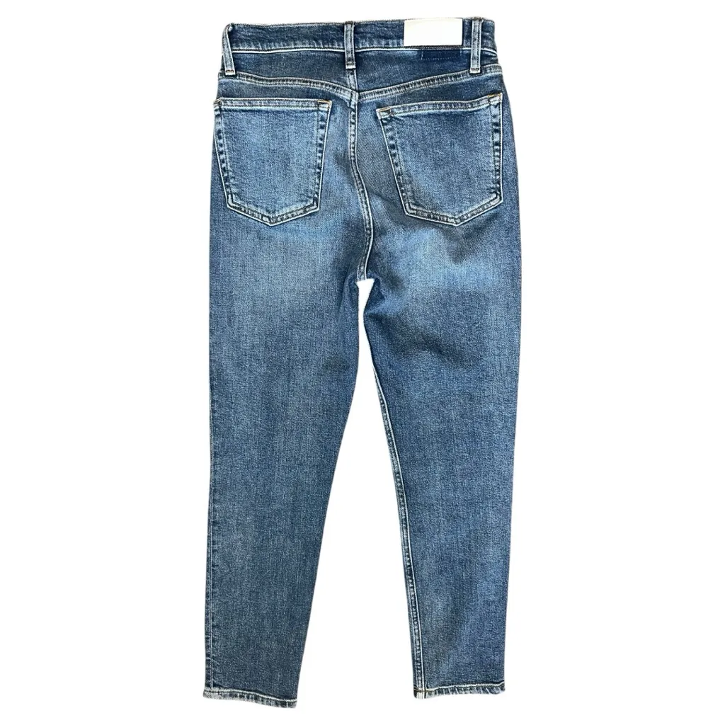 Re/Done Denim Women’s Size 28 Blue Mid 70’s High Rise Ankle Cropped Slim Jeans - Image 5
