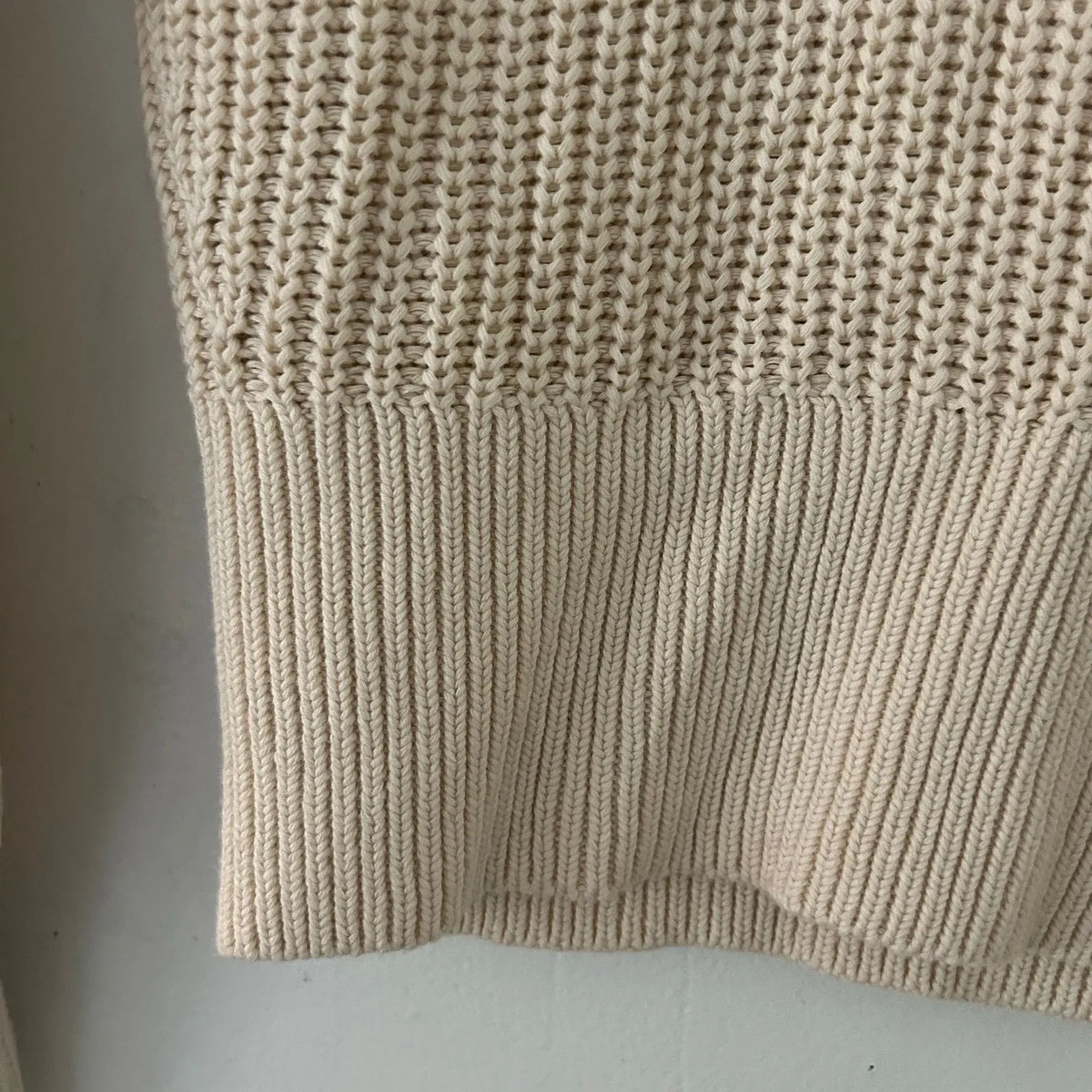 Madewell Women's Ribbed Lace-Up Dropped Shoulder Sweater Cream XXS New - Image 5