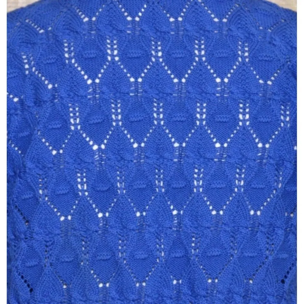 ANOTHER LOVE Pointelle MIRA Flutter Sleeve Cardigan Sweater Cobalt Blue Size L Size L - Image 10