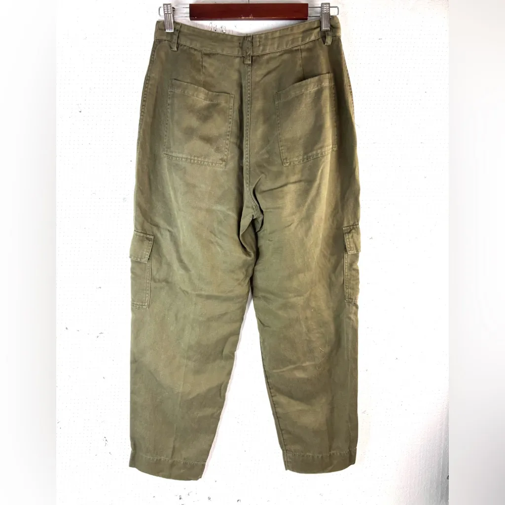 Rails M Linen Cargo Olive Wide Leg Pants - Image 2
