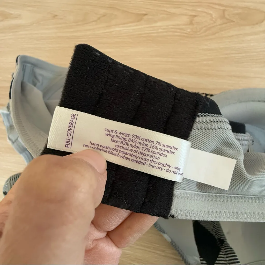 Cacique 42C NEW Wired Bra Plaid Black Grey Full Coverage - Image 3