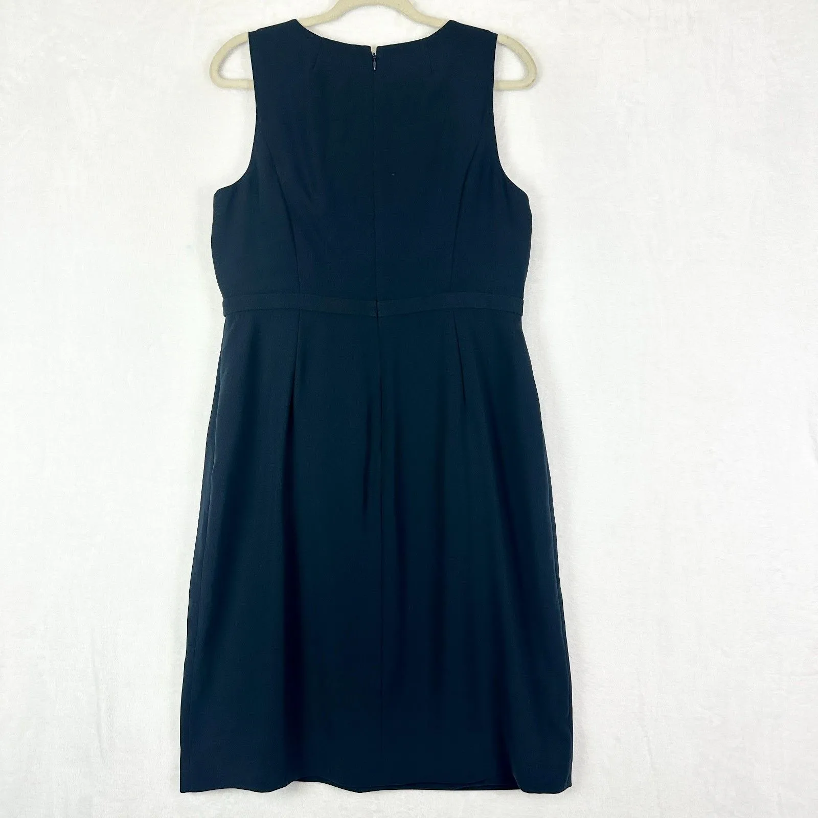 J Crew Scallop Crepe Sheath Dress Size 12 NEW Navy Blue Career Surplice - Image 2