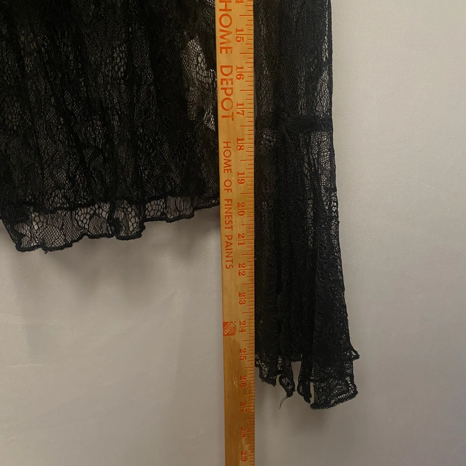 Forever 21 Black Sheer Lace Tie Front Flare Sleeve Top 0X Whimsigoth Grunge Goth - Image 10