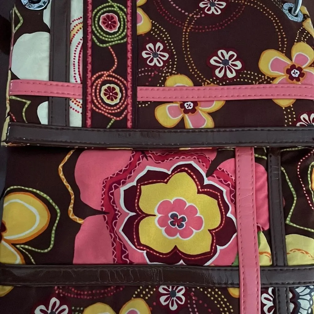 Vera Bradley Buttercup Magnetic Foldover Crossbody Purse Brown Floral Fall - Image 2