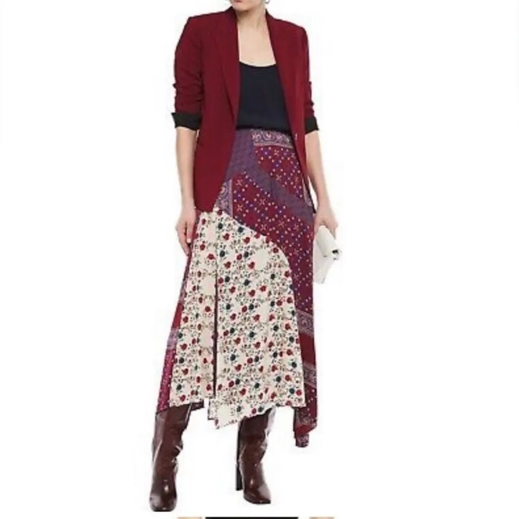 Sandro‎ Paris Dua Asymmetric Patchwork Maxi Skirt Small - Image 2