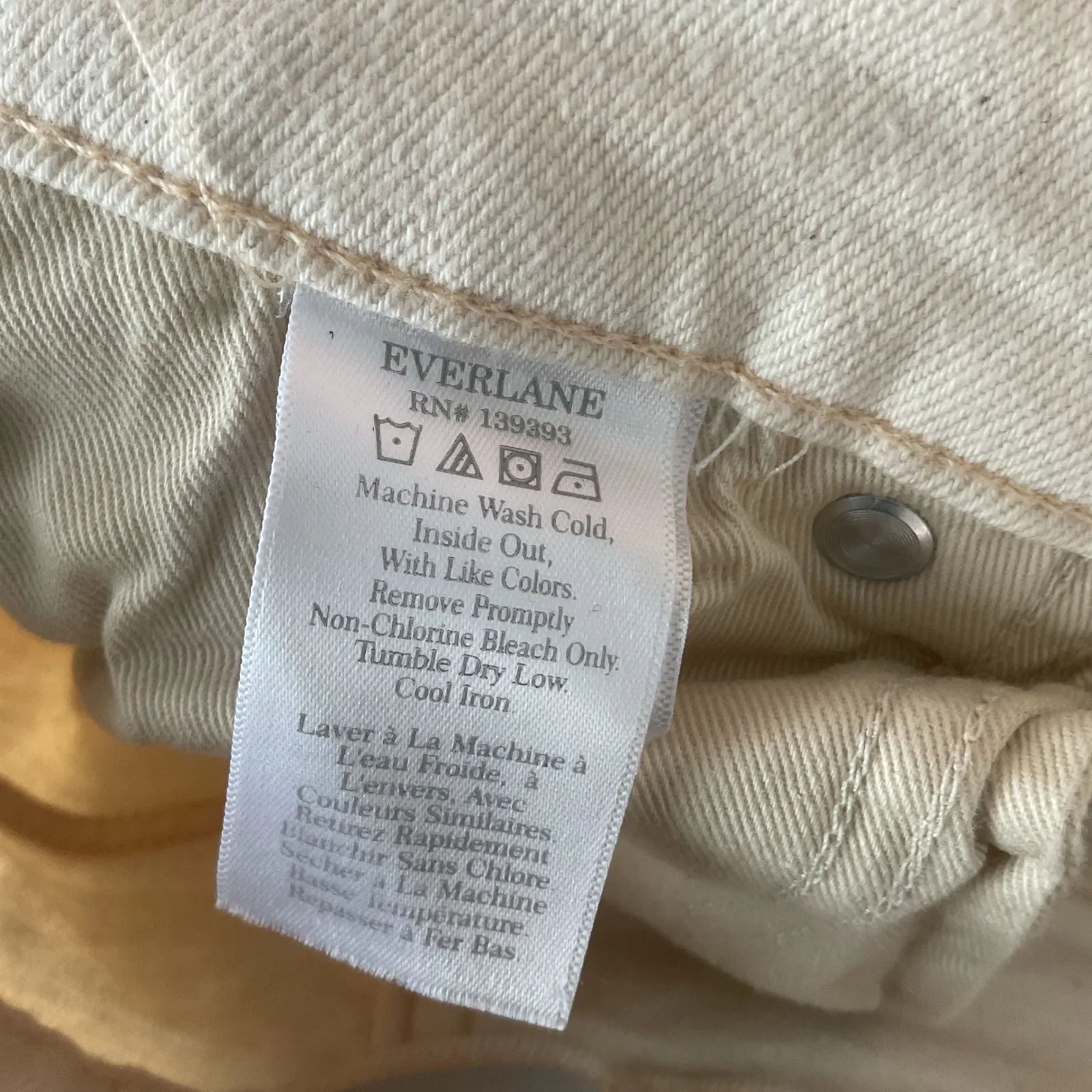 Everlane The Original Cheeky Jean Organic Cotton Cream Size 25 Regular - Image 2
