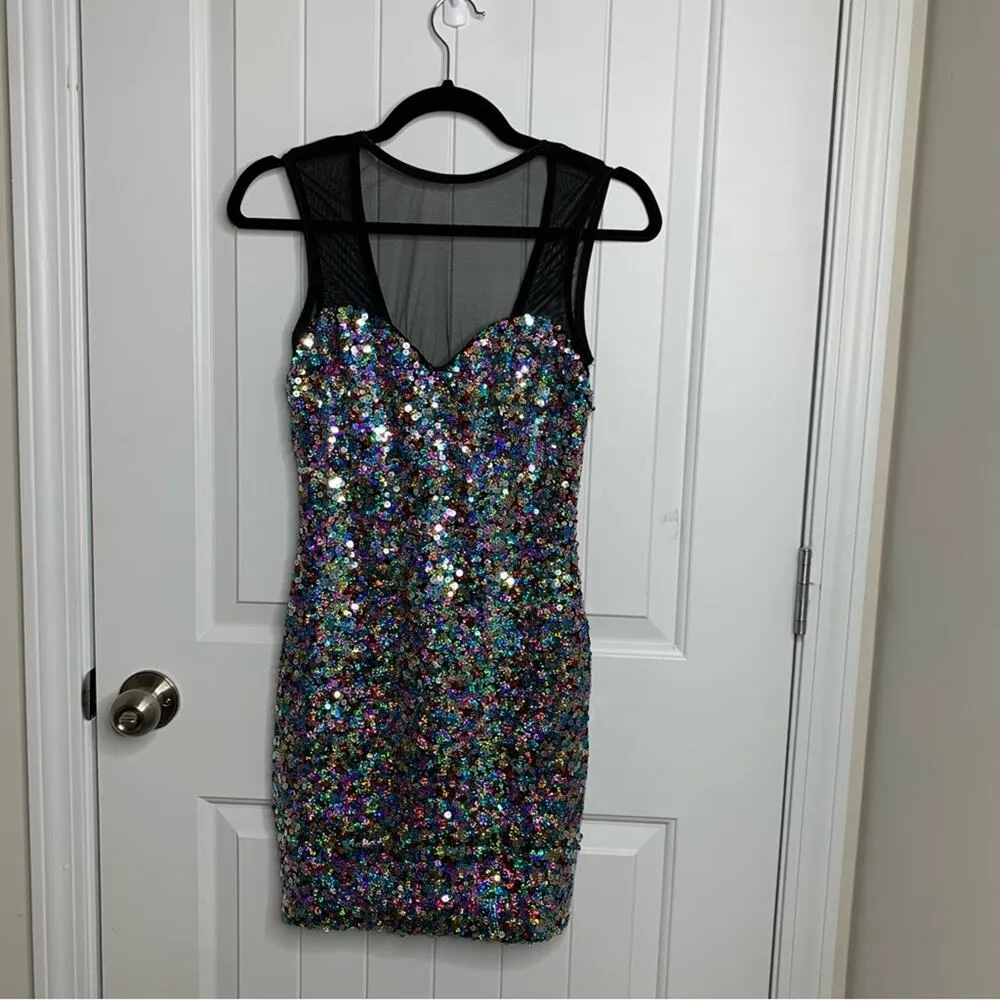 Dress the population sequin mini dress bodycon hoco homecoming‎ party XS FLAWED - Image 4