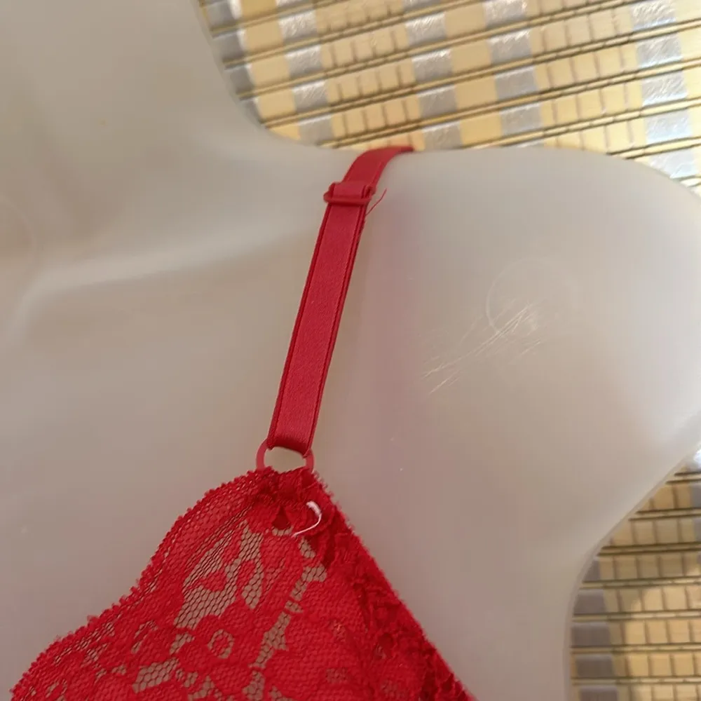 Vintage JC Penney Style 4256 Red Satin Lace Underwire Unlined Bra 34C Size undefined - Image 10