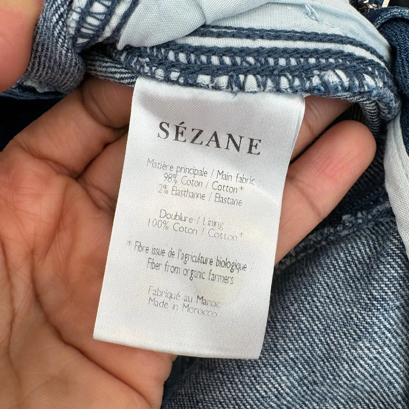 Sezane Denim Trouser Pants Sama High Waisted Tapered Blue Jeans Size 34 - Image 7
