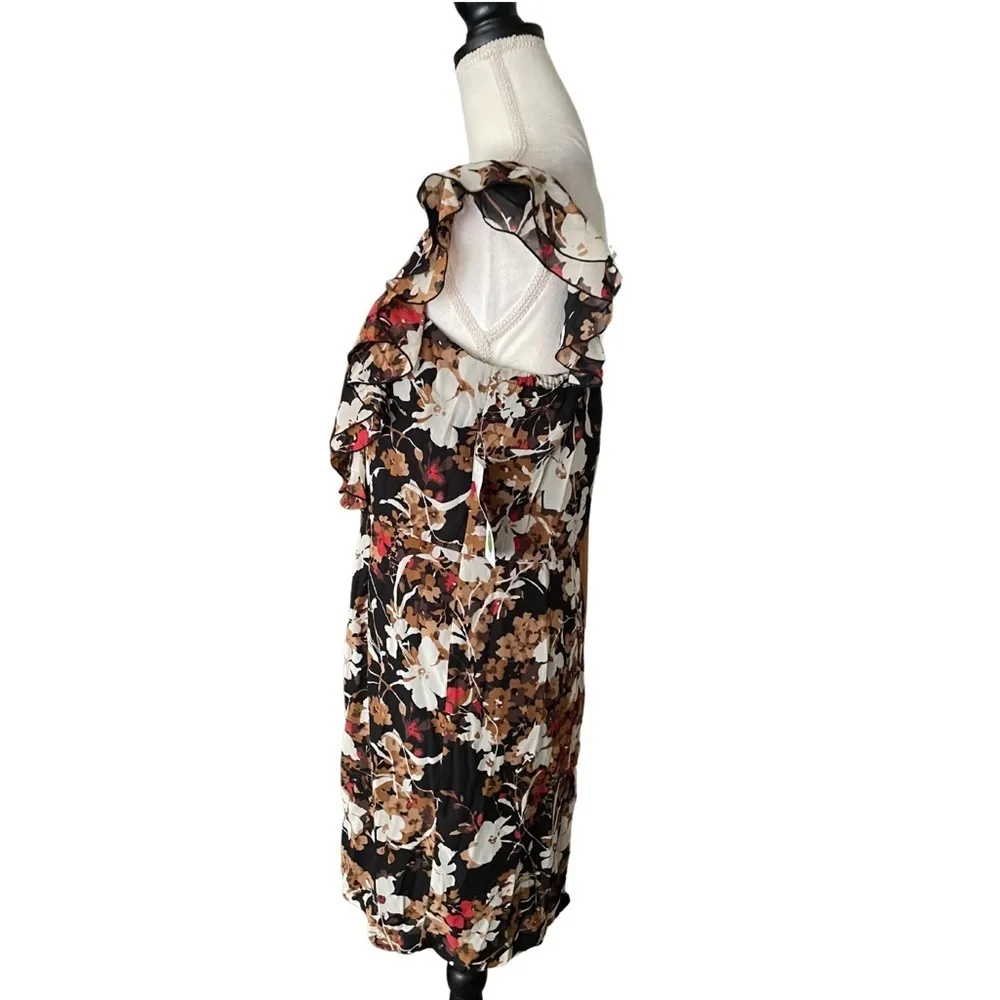 Alyn Paige Floral Print Dress With Ruffle Sleeves NWT Sz 12 Knee Length - Image 5