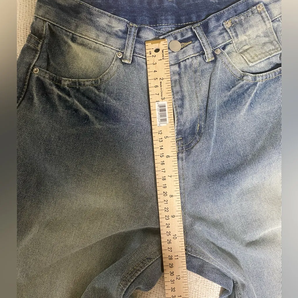 Women’s Size Medium High Waist Wide Leg Streetwear Casual Jeans Blue - Image 3